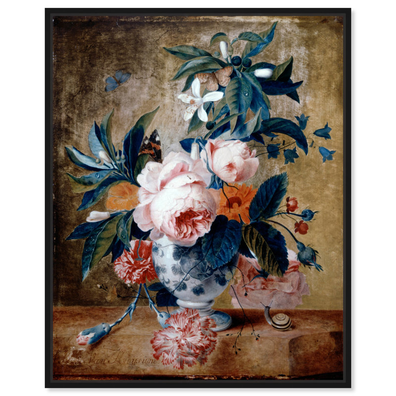 Art mural Jan Vase Jan Van Huysum, H 37 po x l 31 po, Cadre doré