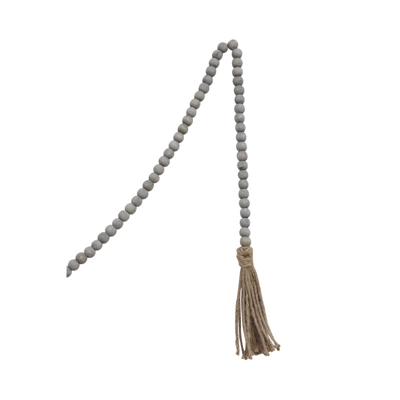 Jute Wood Bead Garland with Tassels
