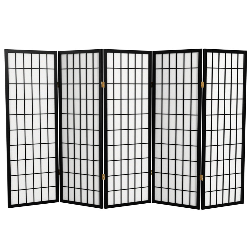 Écran court Shoji 50,75 "Alex, Noir, 5 panneaux