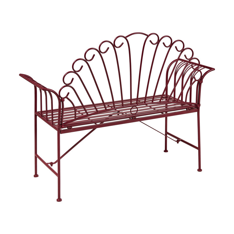 Iron Outdoor Bench, Red