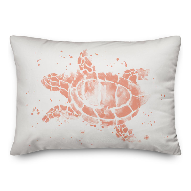  Housse et insert de coussin rectangulaire Splatter Sea Turtle, Orange