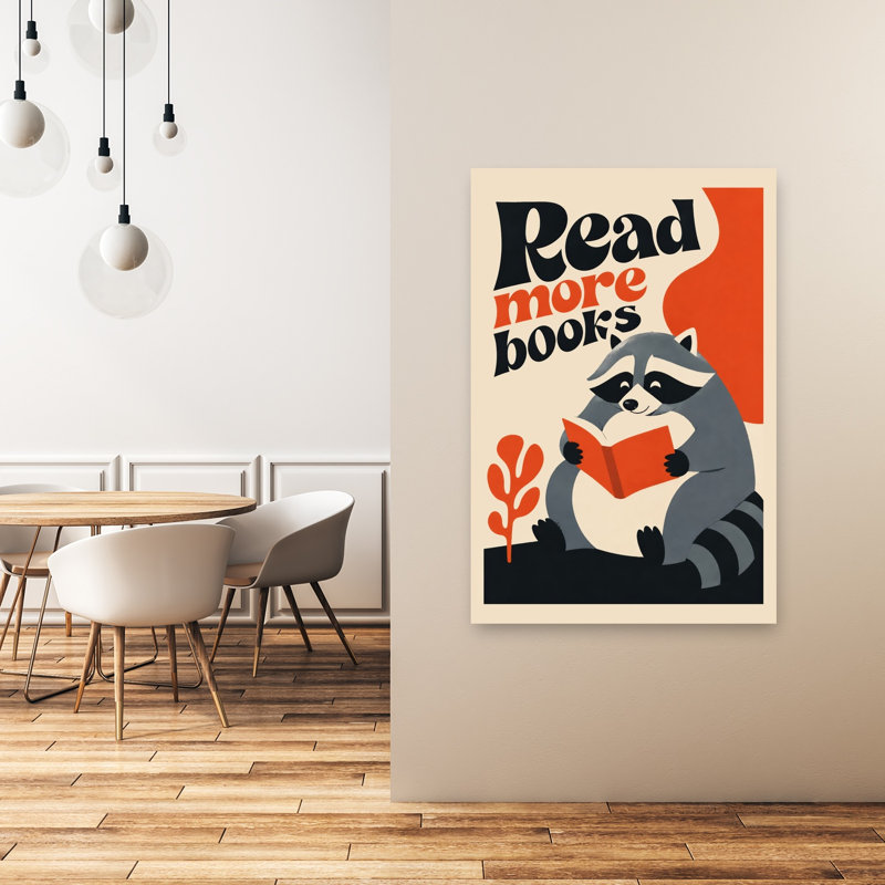 Raton laveur qui lit un livre, 48" H x 32" W