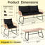 Ensemble de conversation de patio 4 pièces avec coussins, pour jardin, cour et piscine-966435299