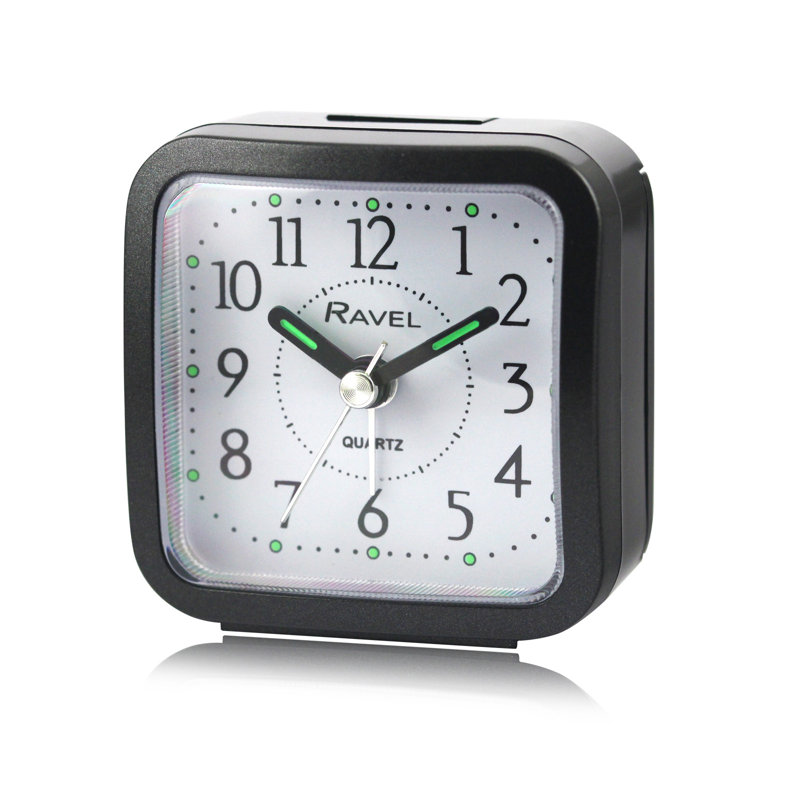 Analogue Quartz Movement / Crystal Alarm Tabletop Clock, Black