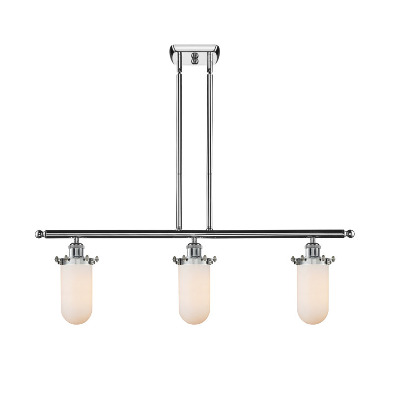 Calixta 3 - Light Kitchen Island Pendant, 6 Watt Vinage LED Bulb, Matte White Cased, Polished Chrome