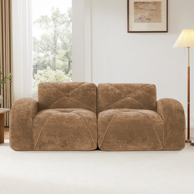Canapé confortable en velours 2 places de style moderne sans assemblage