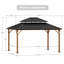 Pavillon de jardin à toit rigide 12 pi x 14 pi Hamilton avec lumières solaires auto-alimentées, moustiquaire et crochet pour auvent-110665298-110665299