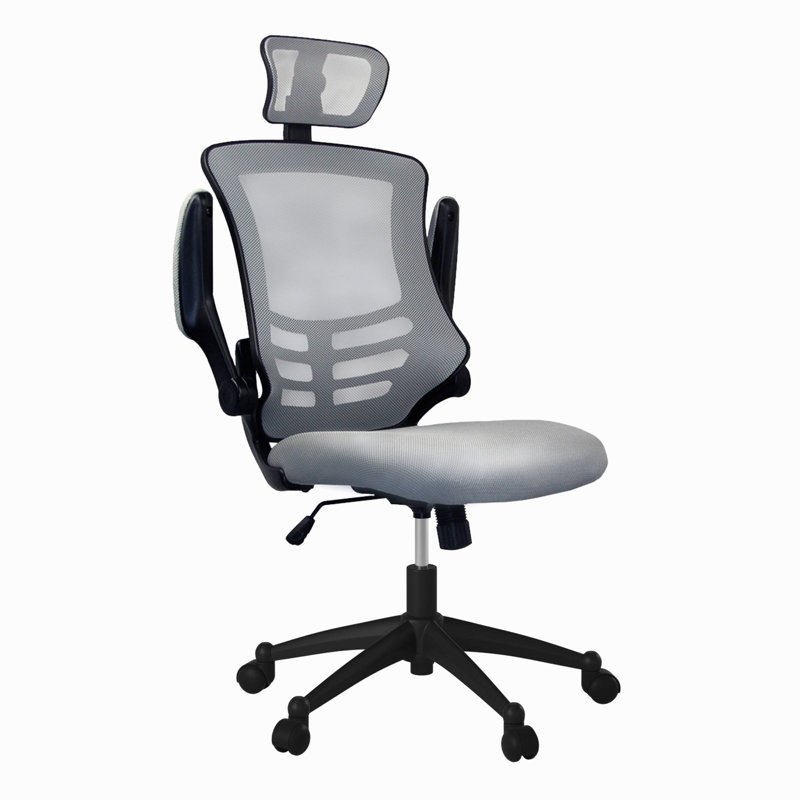 Fauteuil de direction moderne haut dossier en filet avec appui-tête et accoudoirs rabattables