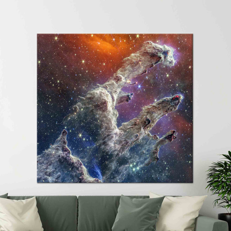 Stunning Nebula Art on Canvas Featuring a Landscape Display of the Pillars of Creation for Wall Decor and Halloween Decoration
