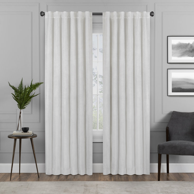 Snow Velvet Blackout Rod Pocket Curtain Panel, 50" W x 84" L
