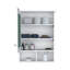 Pharmacie avec porte miroir et armoire à miroir de 29 po de hauteur avec trois tablettes dissimulées et deux tablettes ouvertes-1059381247