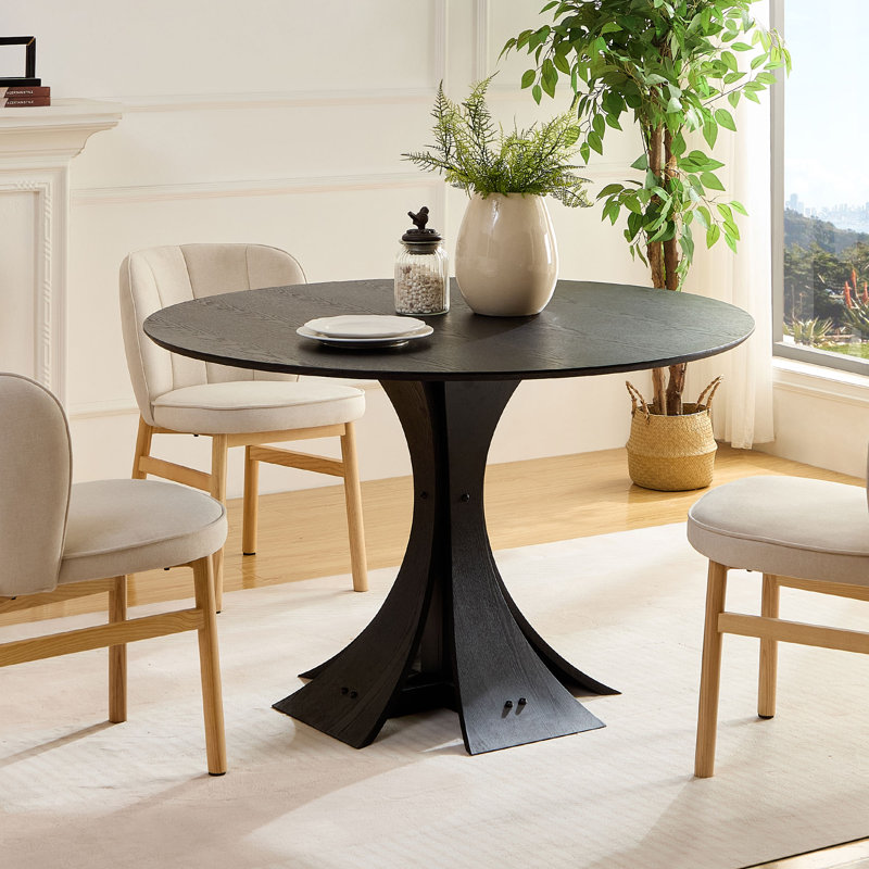 Table ronde de style moderne 47,24 po, Noir, noir, noir, noir