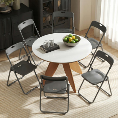 Chaises pliantes, paquet de 6, chaises pliantes en plastique pour la salle à manger, noir