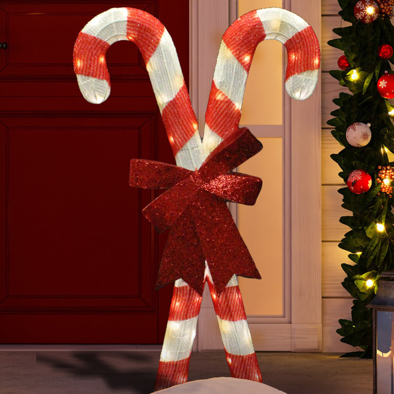 Christmas Candy Canes Tinsel Yard Light Decorations