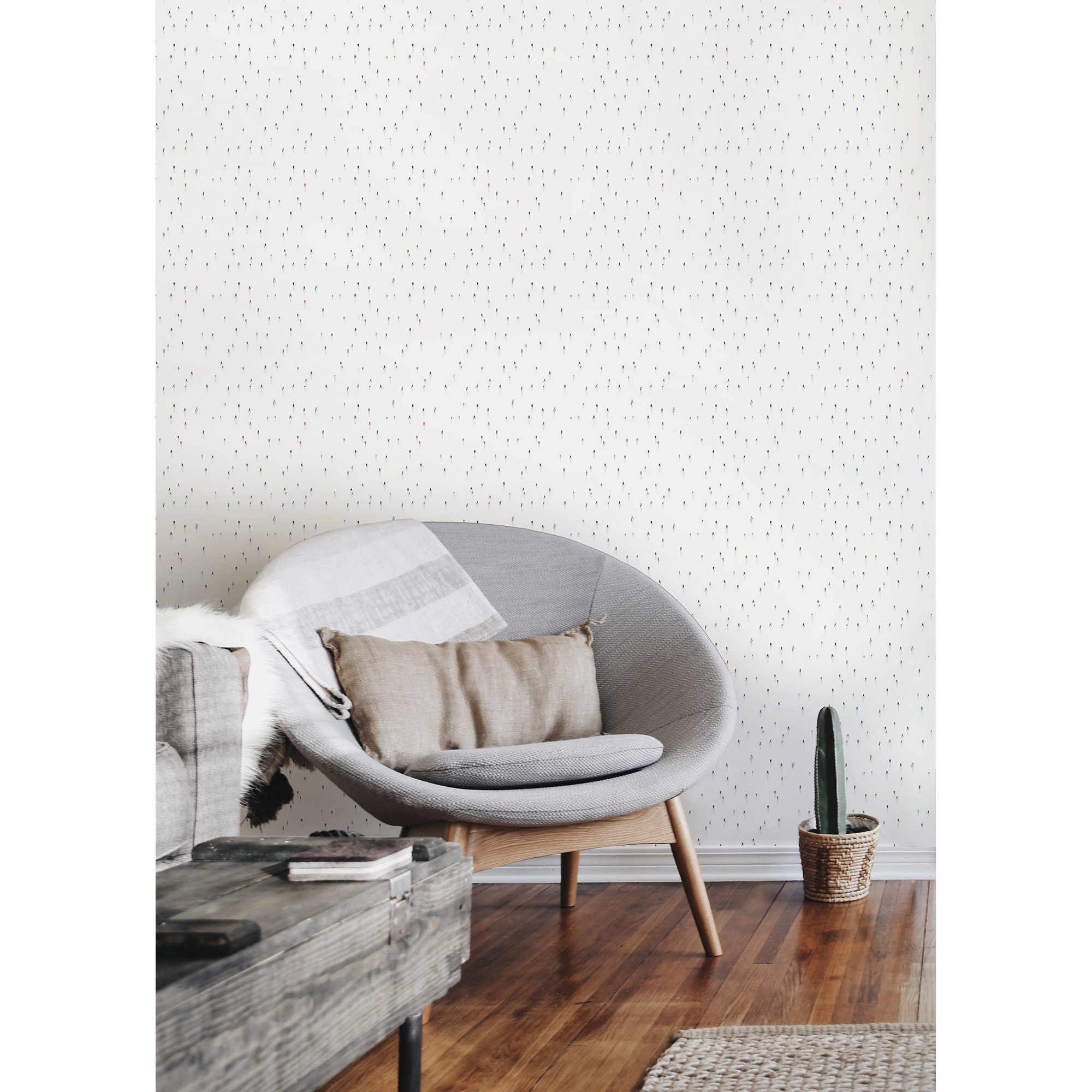 Downhill Skiers Modern Dots Peel & Stick Wallpaper, Self-adhesive