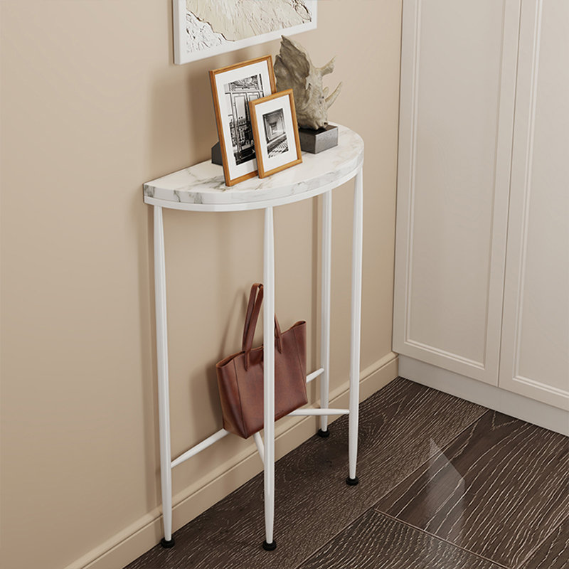 Planche de bois blanc + imitation marbre avec console demi-cercle en métal