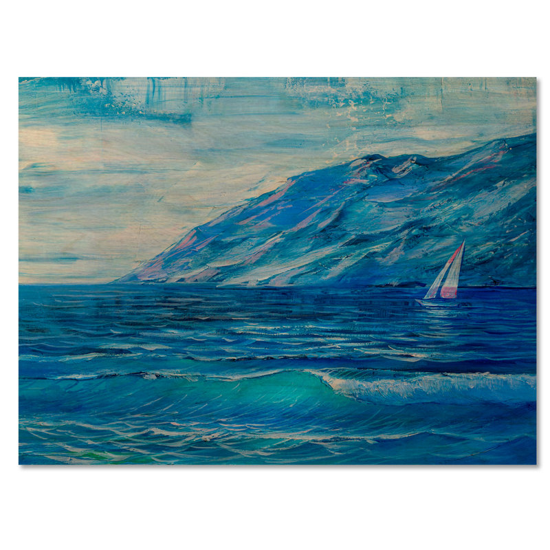 Morning Sunlight On The Sea Waves II - Décoration murale nautique et côtière, H 24 po x l 36 po x P 1 po, Bois de pin