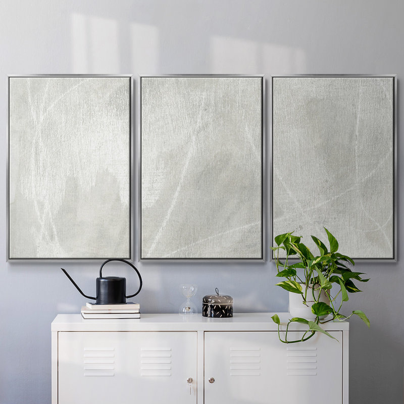 Stone Shadows II - Toile encadrée multi-pièces, Encadrement argenté, H 36 po x l 75 po
