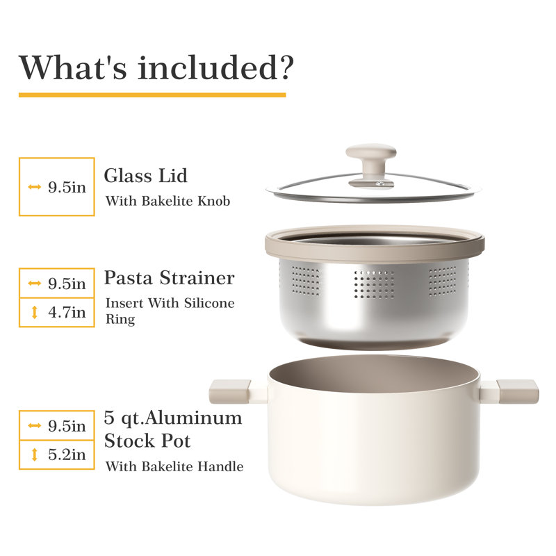 Stock Multipurpose Pasta Pot with Strainer Lid, White