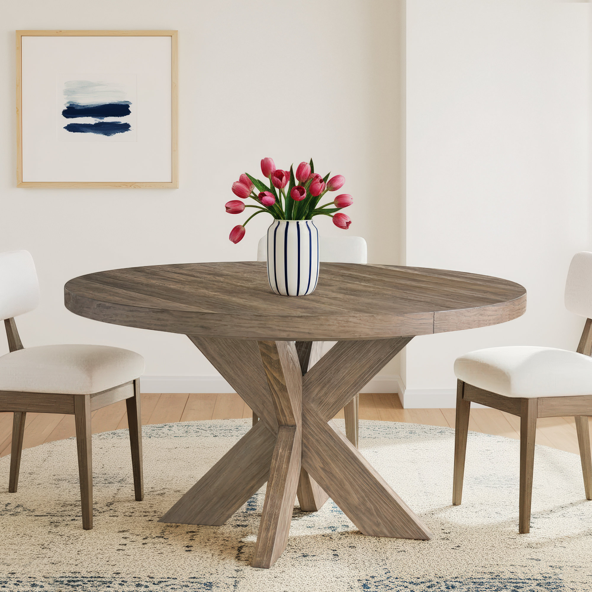Baxley 54'' Extendable Round Dining Table, Brown