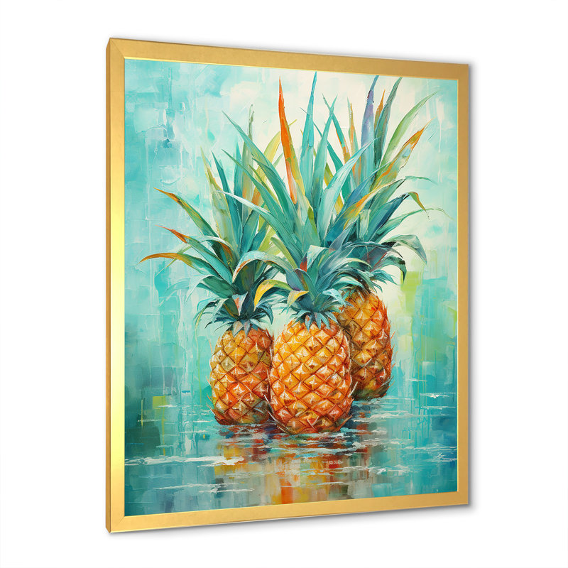 Oasis exotique sur toile, Encadrement doré, H 40 po x l 30 po x P 1,5 po