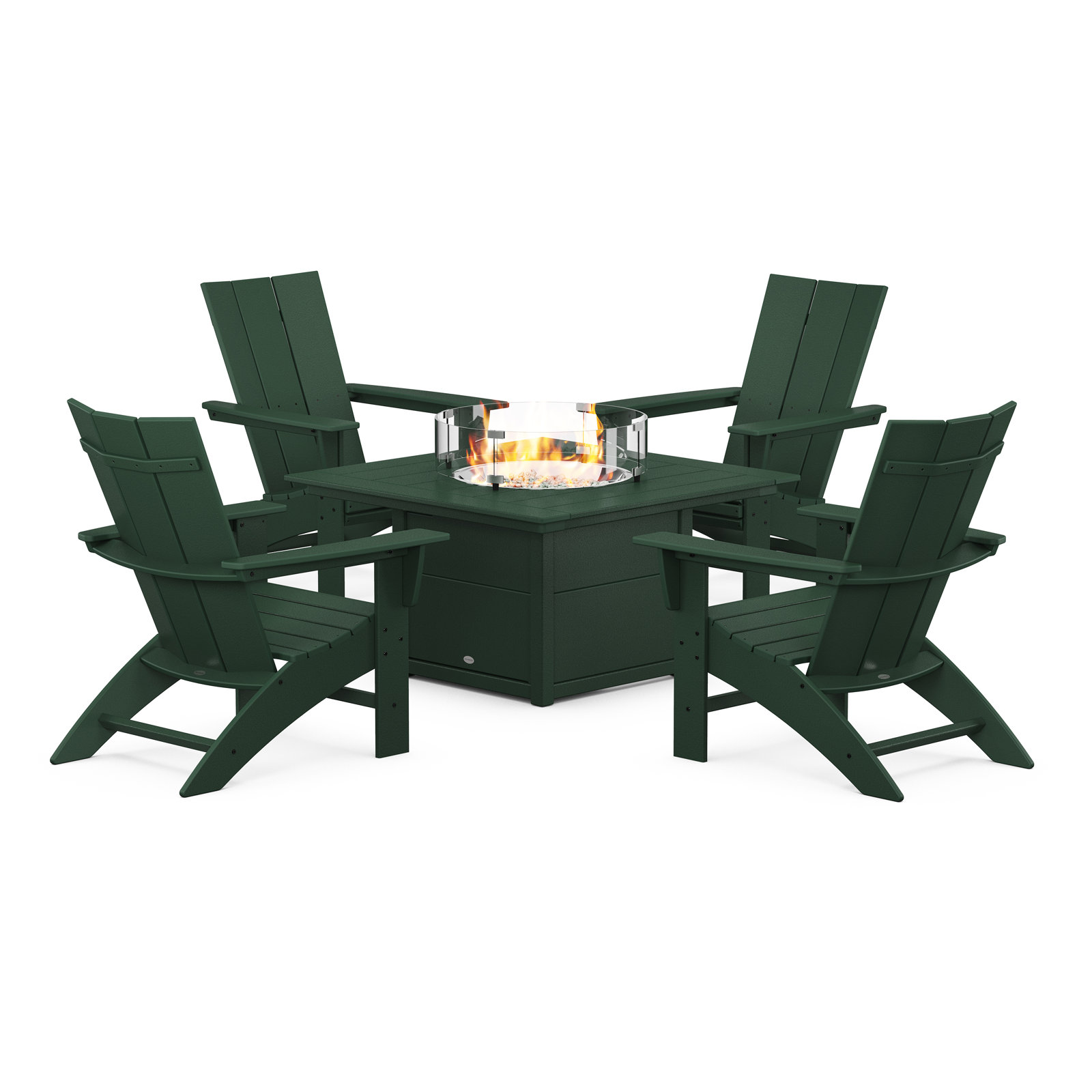 POLYWOOD® Modern Adirondack 4-Person Patio Seating Group, Green