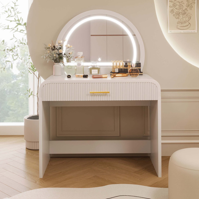 Coiffeuse 39 "avec miroir et écran tactile, coiffeuse avec tiroir pour chambre à coucher