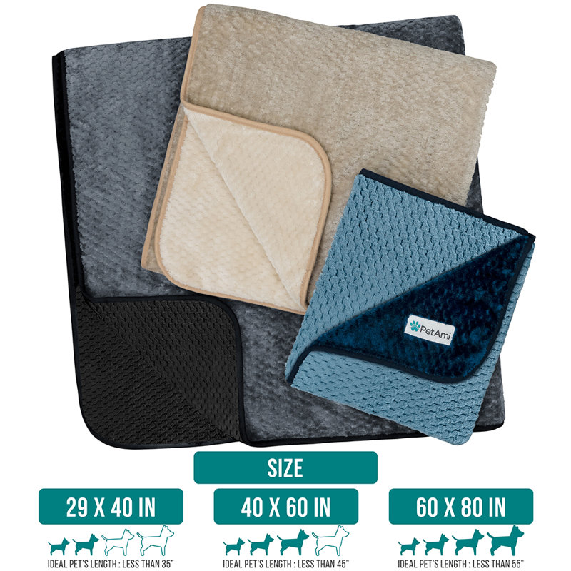 Large Black and Gray Waterproof Fleece Pet Blanket