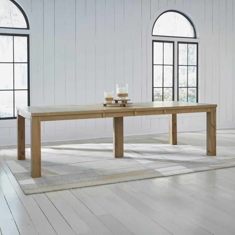 Rustic Oak Extendable Rectangular Dining Table for Ten