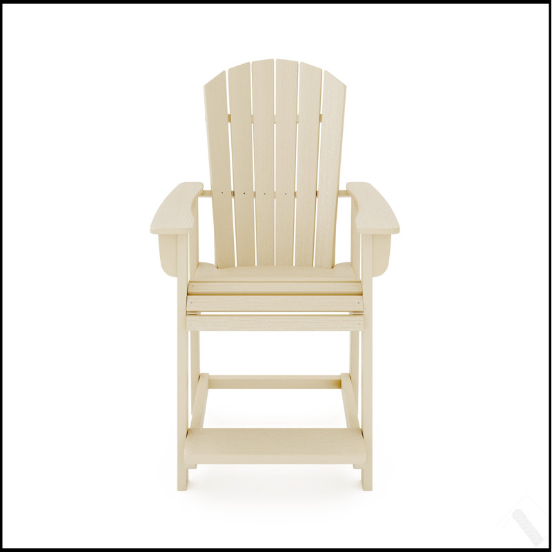 Adirondack Style Counter Chair – Durable HDPE Poly Lumber For Outdoor Dining And Patio Comfort, Beige
