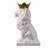 14.5" H Sitting Lion W/Crown Resin Statue Home Decor Living Room Display-109757791
