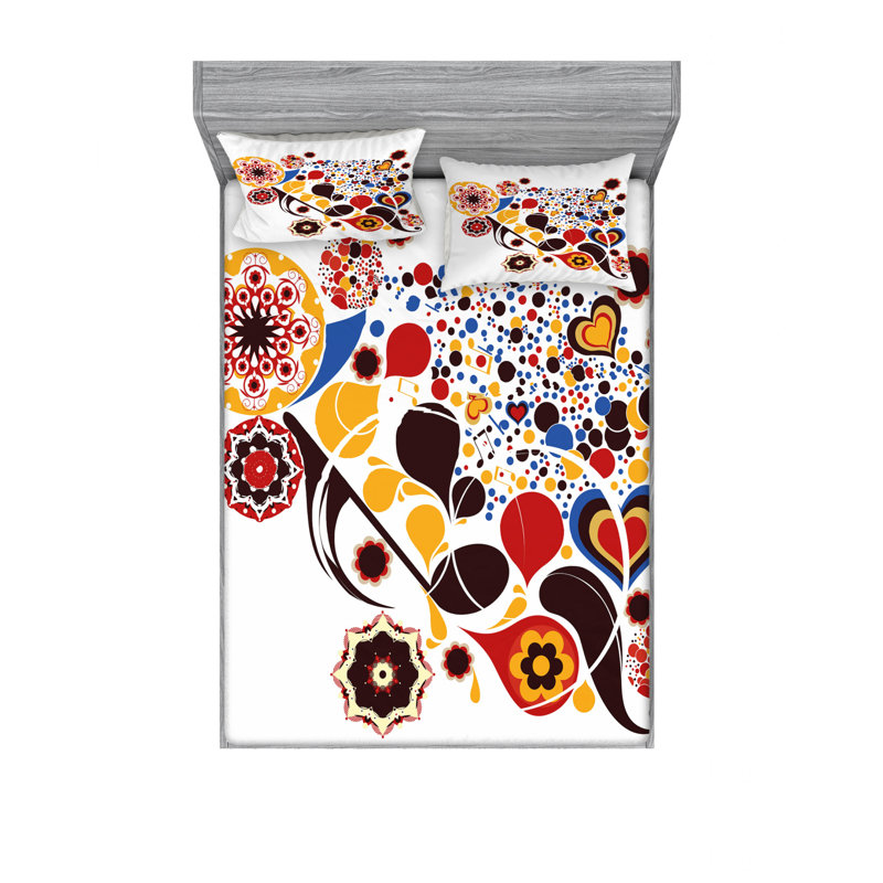 Ensemble de draps Motifs, Ensemble de drap pour grand lit avec drap-housse