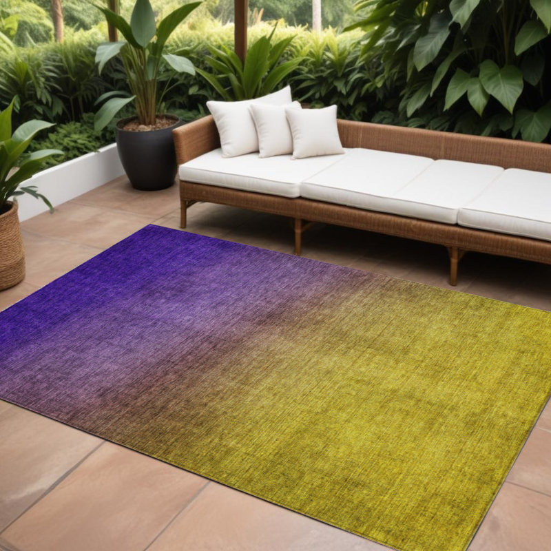 Tapis intérieur lavable ombré 8 pi x 10 pi doré