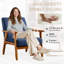 Chaise d'appoint, fauteuil de style Mid-Century moderne avec structure en bois massif, fauteuil de salon, chambre à coucher - bleu marine-1491863703