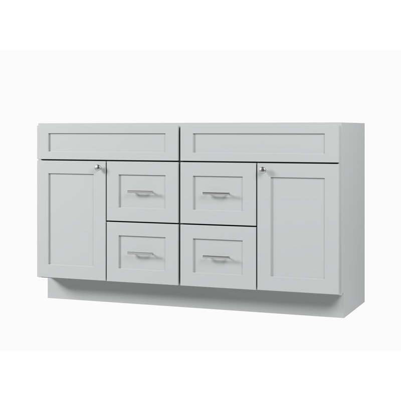 Meuble-lavabo double 60 po avec base de tiroir Disar, Gris