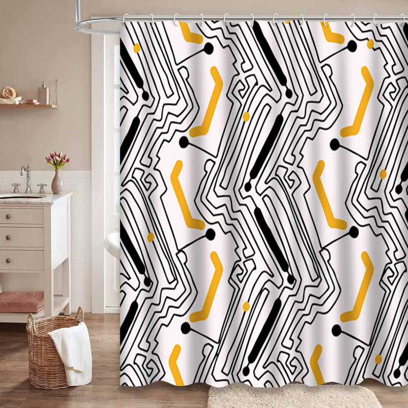 Rideau de douche noir avec 12 crochets, L 72 po x l 72 po