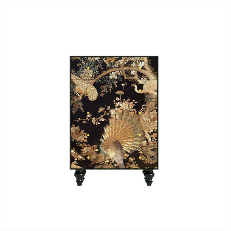 Commode d'appoint avec cinq tiroirs Retro, Noir