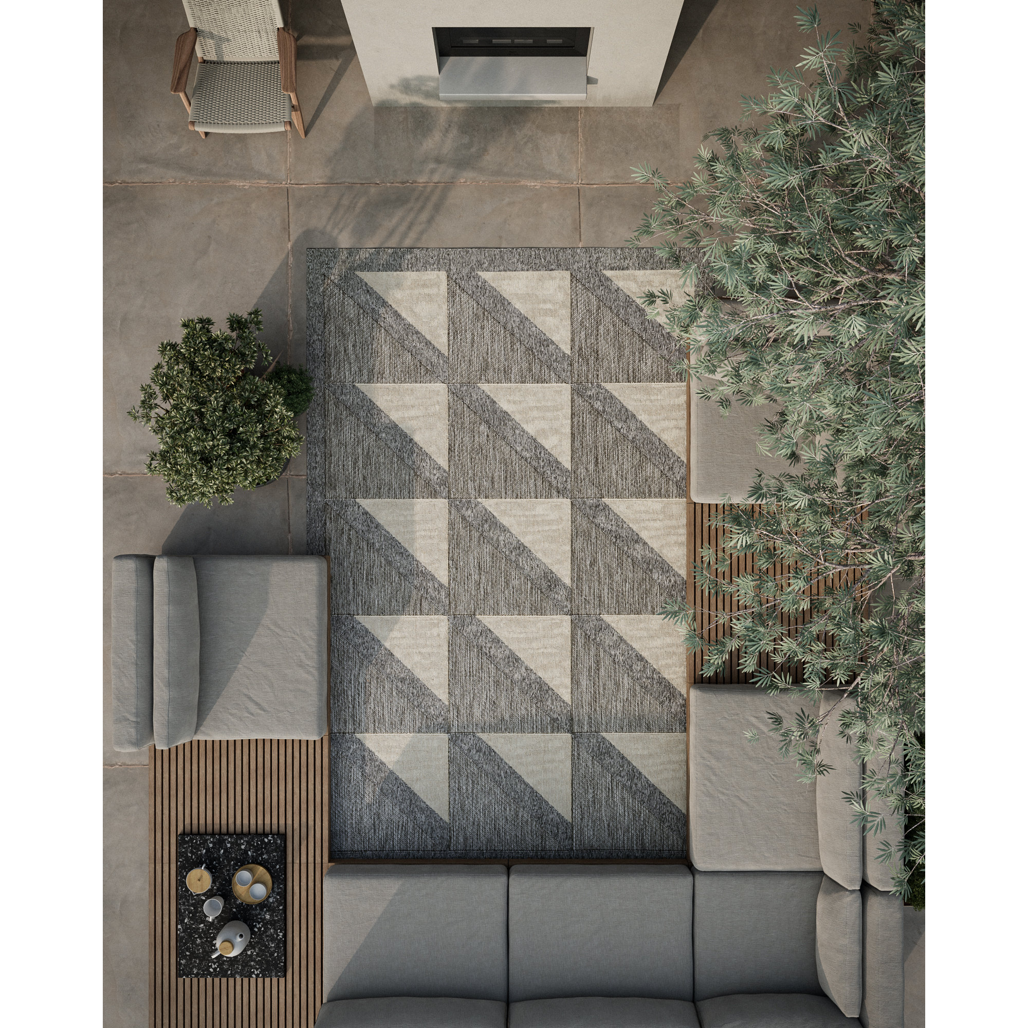 Trula Gray/Beige Indoor/Outdoor Rug, Rectangle 7'10" x 10'10"