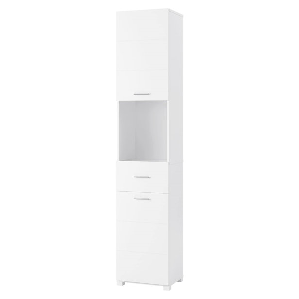 Homfa 4 Drawer Storage Cabinet, Wooden Cupboard Linen Bathroom Cabinet,  White Finish