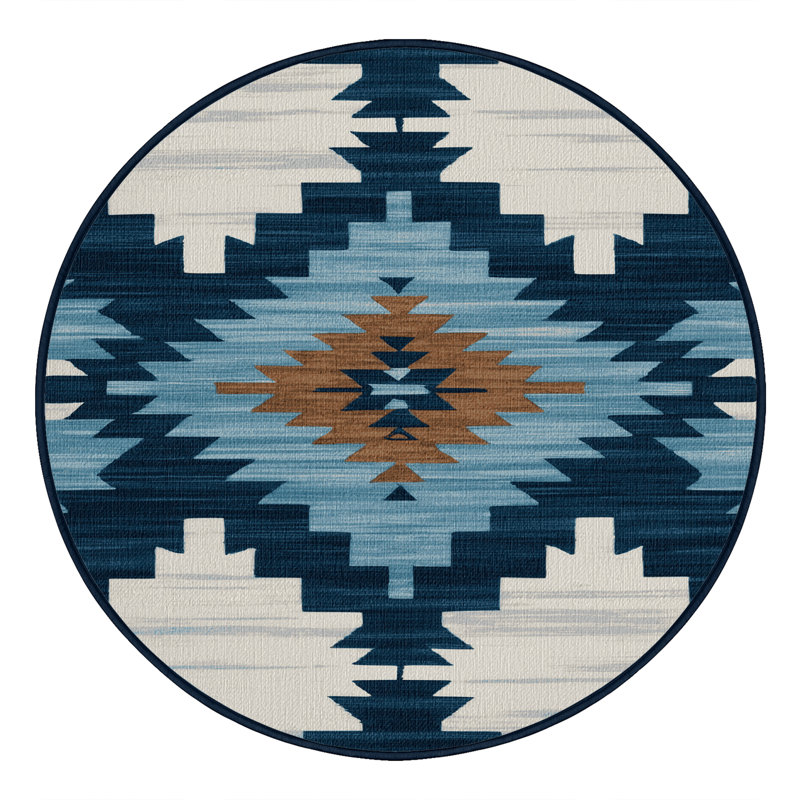 Tapis de style sud-ouest à six nuages de pluie Hopi Ginza, Rond 4 pi