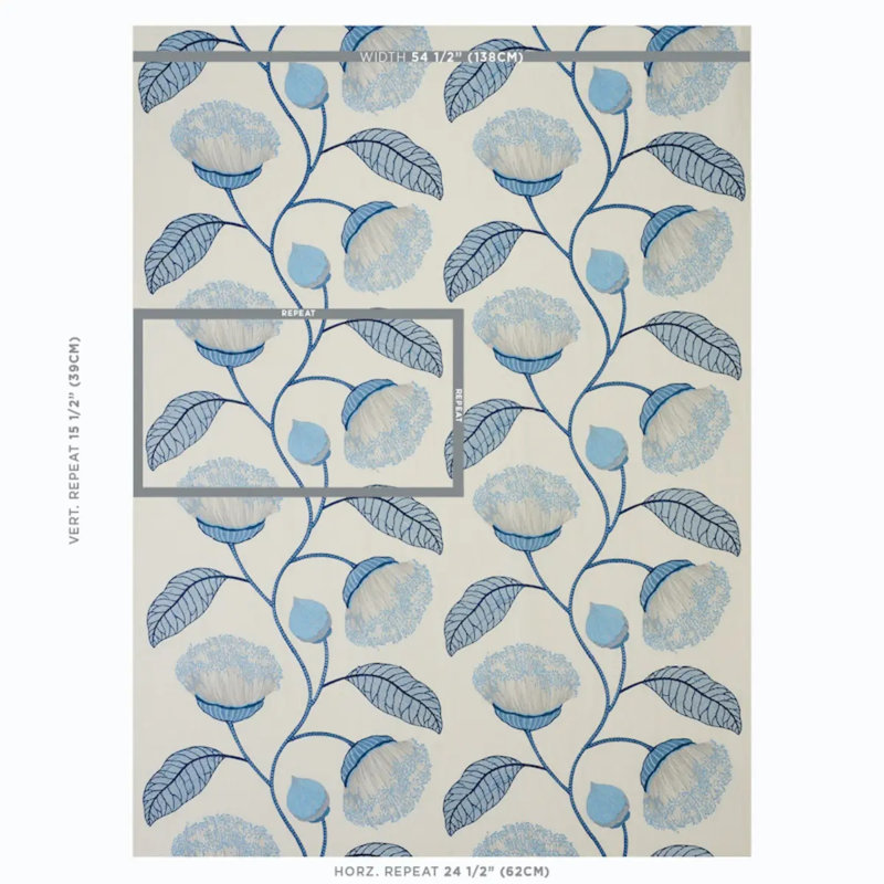 Celinda Embroidery Fabric, Blue/ Medium Blue/ White