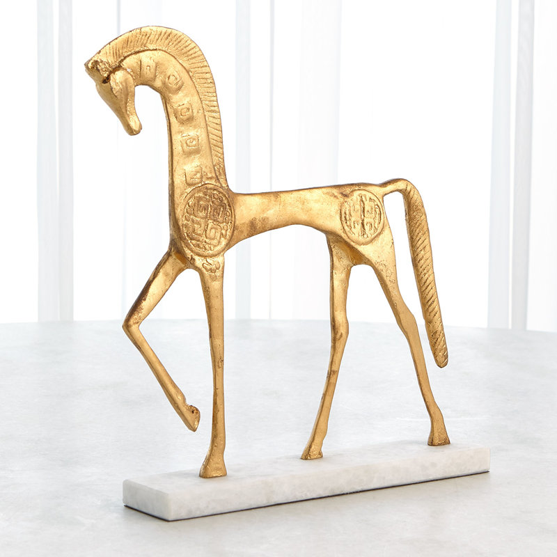 Roman Horse-Gold, 14.25" H x 2.75" W x 14" D
