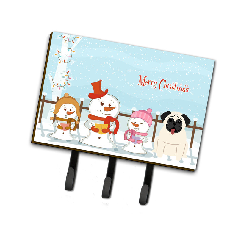 Garde-carlin ou porte-clés merry christmas caroleers, Blanc
