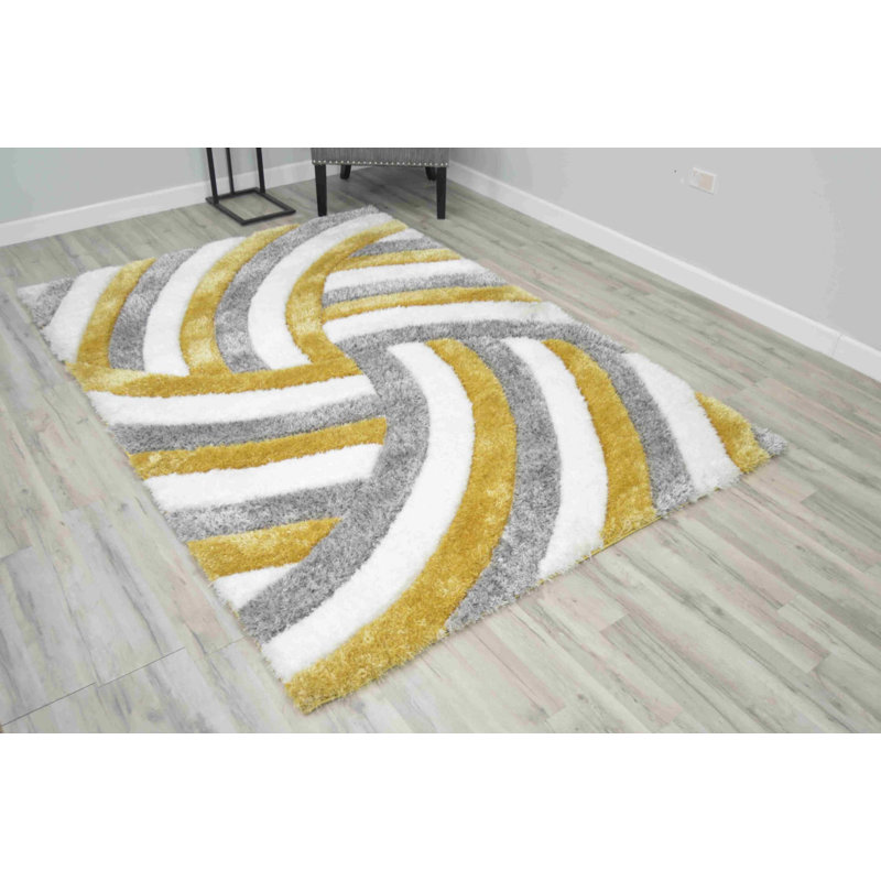 Modern Arriola Shag Abstract Geometric Rug For Living Room Bedroom, Rectangle 7'10" x 10'10"