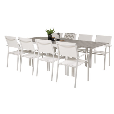Faiyaz 8 - Person Patio Dining Set with Extendable Rectangular Table