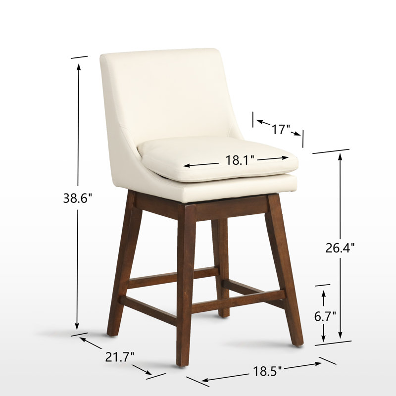 Lasonya 26.4" Swivel Counter Stool, Ivory