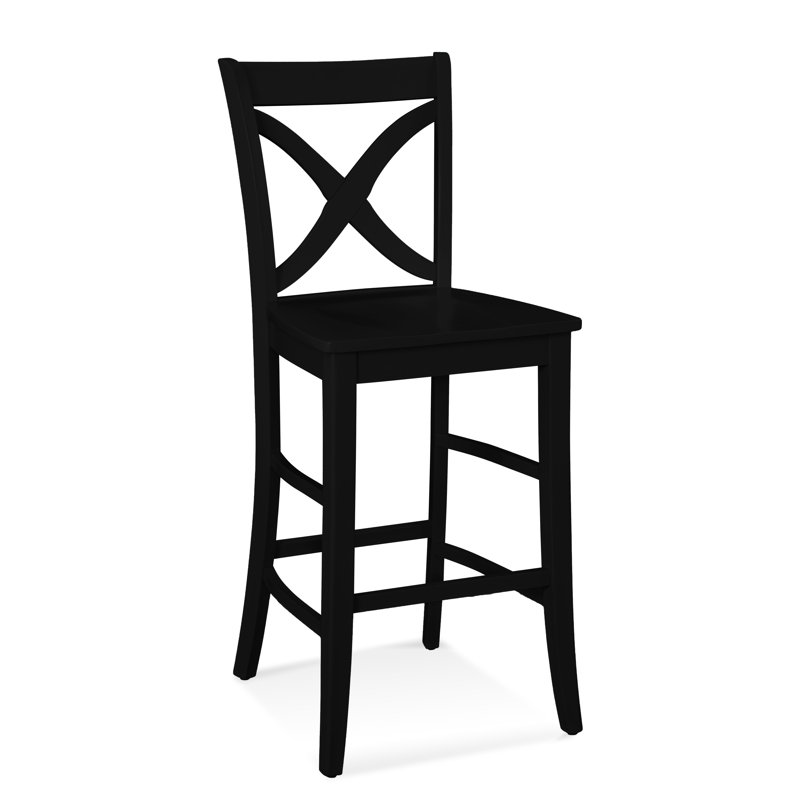 Hues Solid Wood Stool, Black Finish, Counter Stool (24" Seat Height)