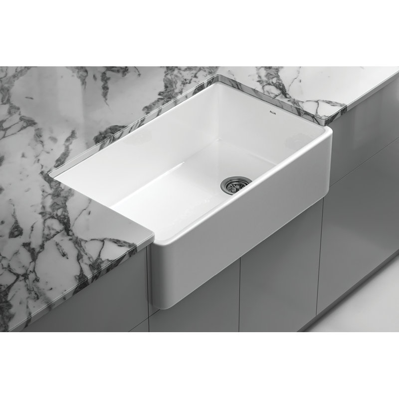 Allia 32" Fireclay Single Bowl Farmhouse Apron Front Kitchen Sink, Matte Black