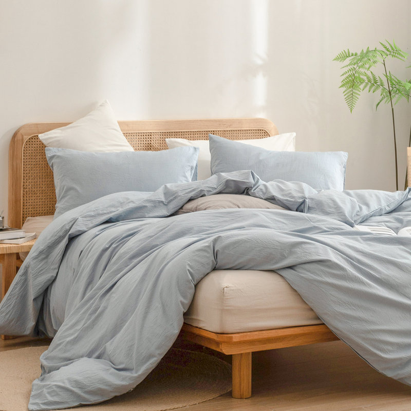 Ensemble de housse de couette 100% coton délavé Bestouch Bestouch, Housse de couette pour très grand lit et 2 taies 