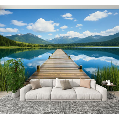 Papier peint adhésif autocollant Serene Mountain Lake Skies